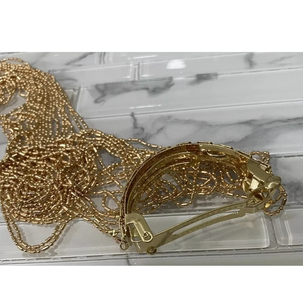 Women gold color tassel Long fashion accessories hair pin
